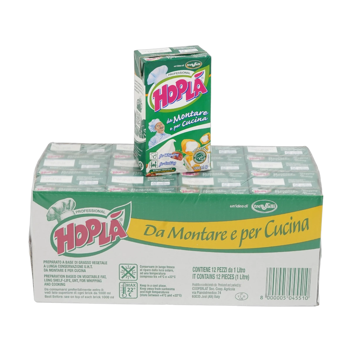 TreValli Hopla Şekersiz Bitkisel Krema (12 x 1L Koli)