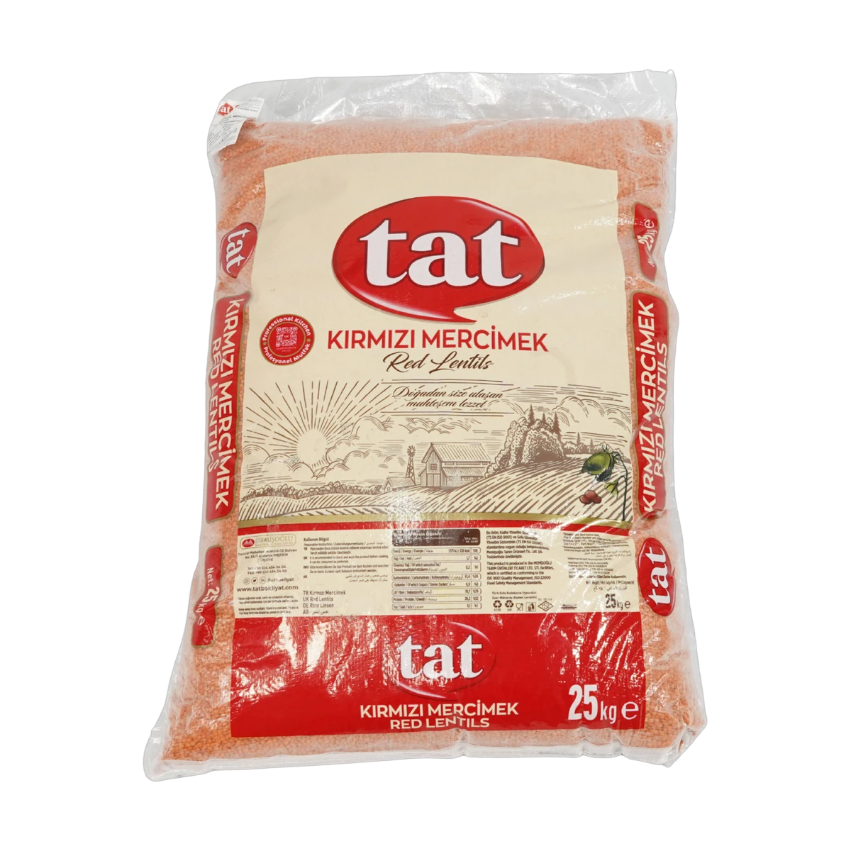 Tat Bakliyat Kırmızı Yaprak Mercimek (25 kg)